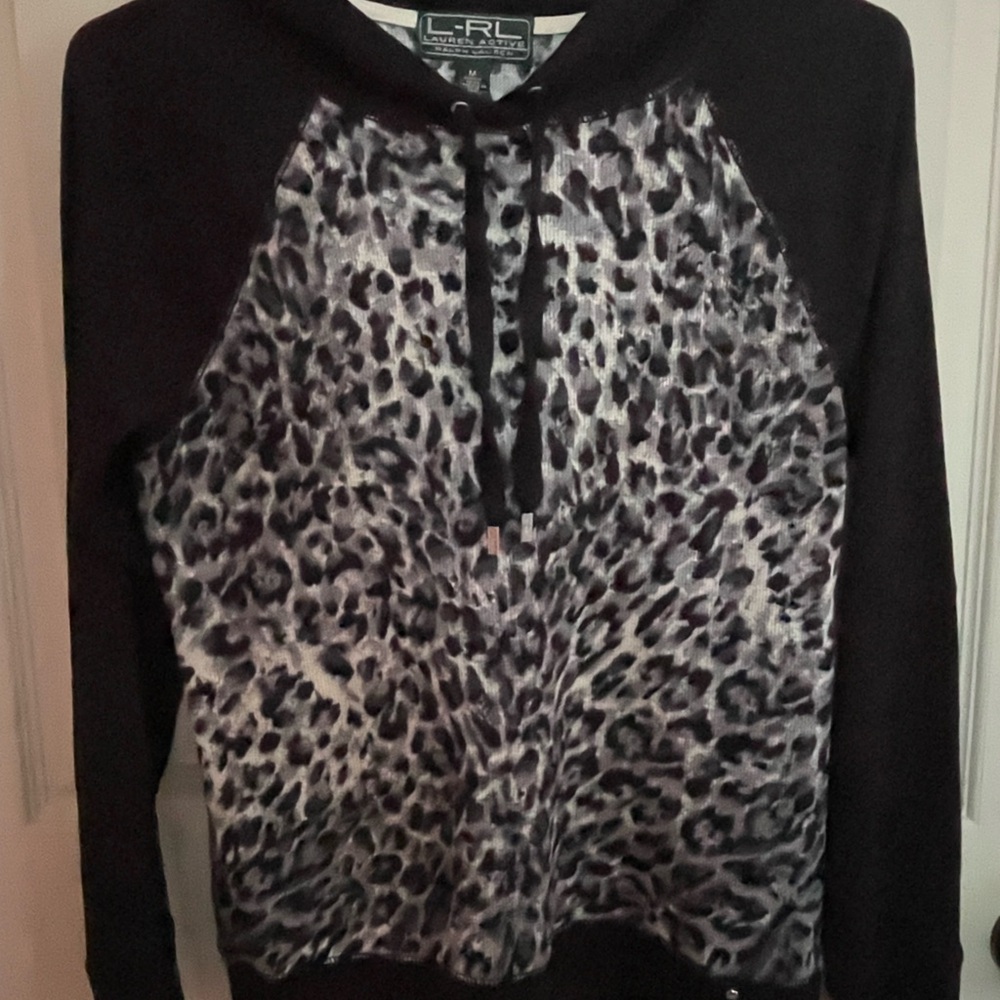Ralph Lauren Black and Gray Leopard Print Sweater